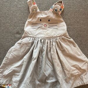 Mini Boden 3-4Y Girl Gray Mouse Corduroy Pinafore Jumper Dress READ